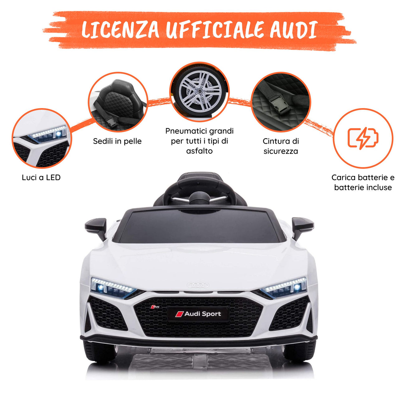 Audi R8 Sport elettrica per bambini Optional#colore_bianco