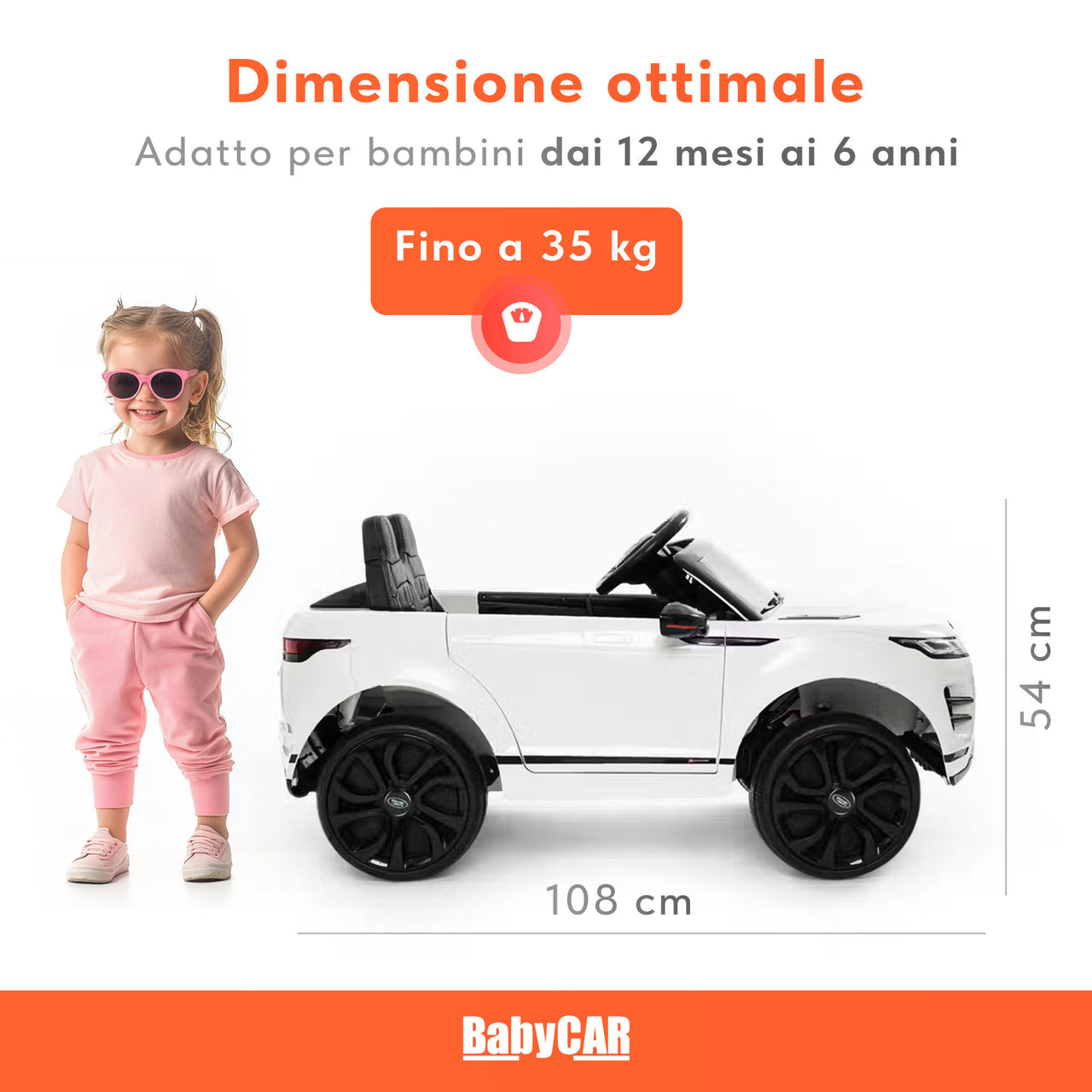 Range Rover Evoque elettrica per bambini 12V BabyCar