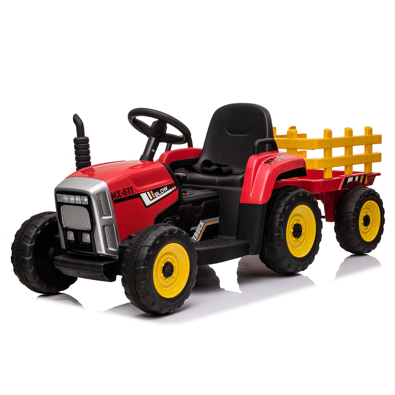 Trattore con rimorchio elettrico per bambini rosso