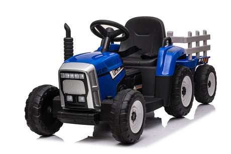 Trattore con rimorchio elettrico per bambini blu