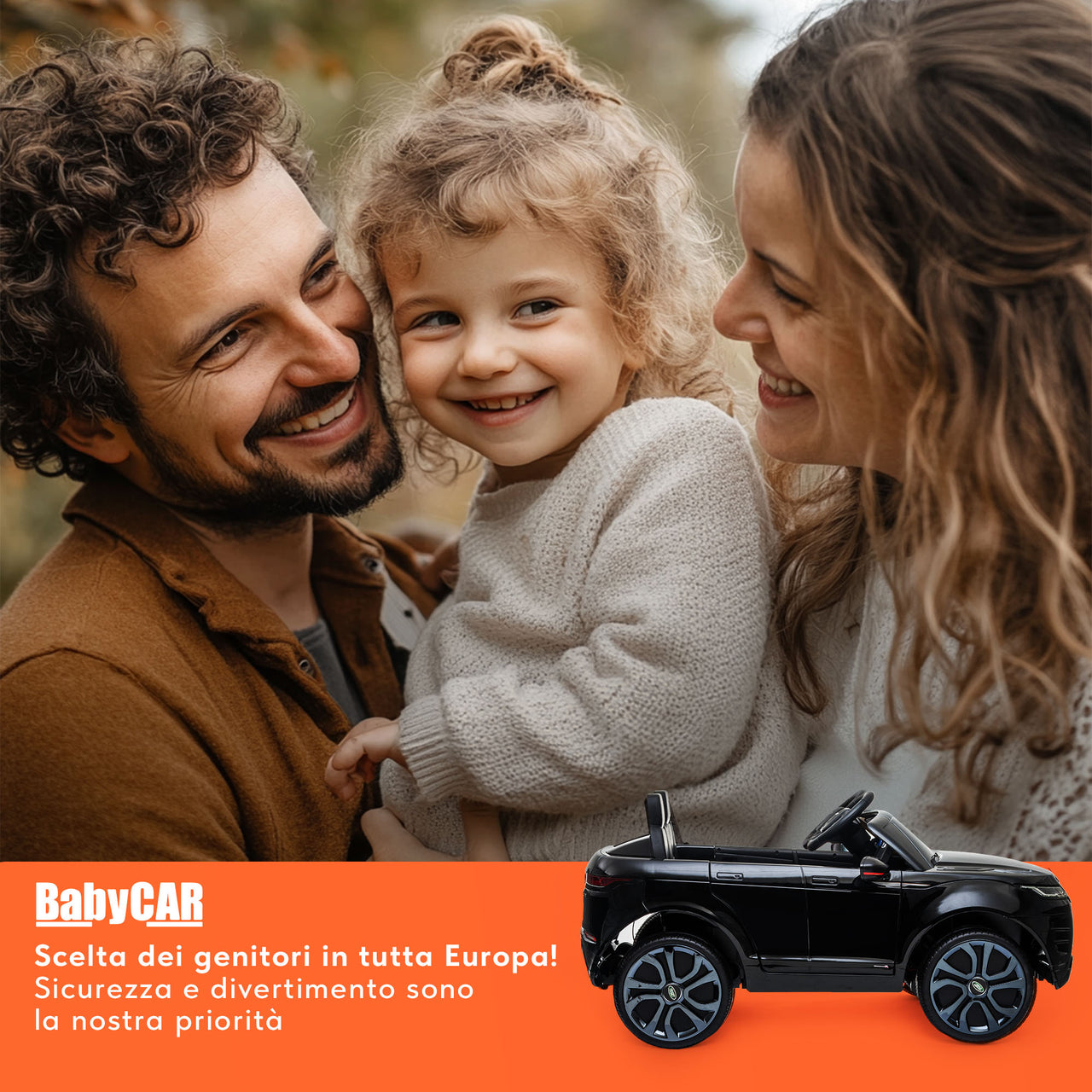Range Rover Evoque elettrica per bambini MP3 nera