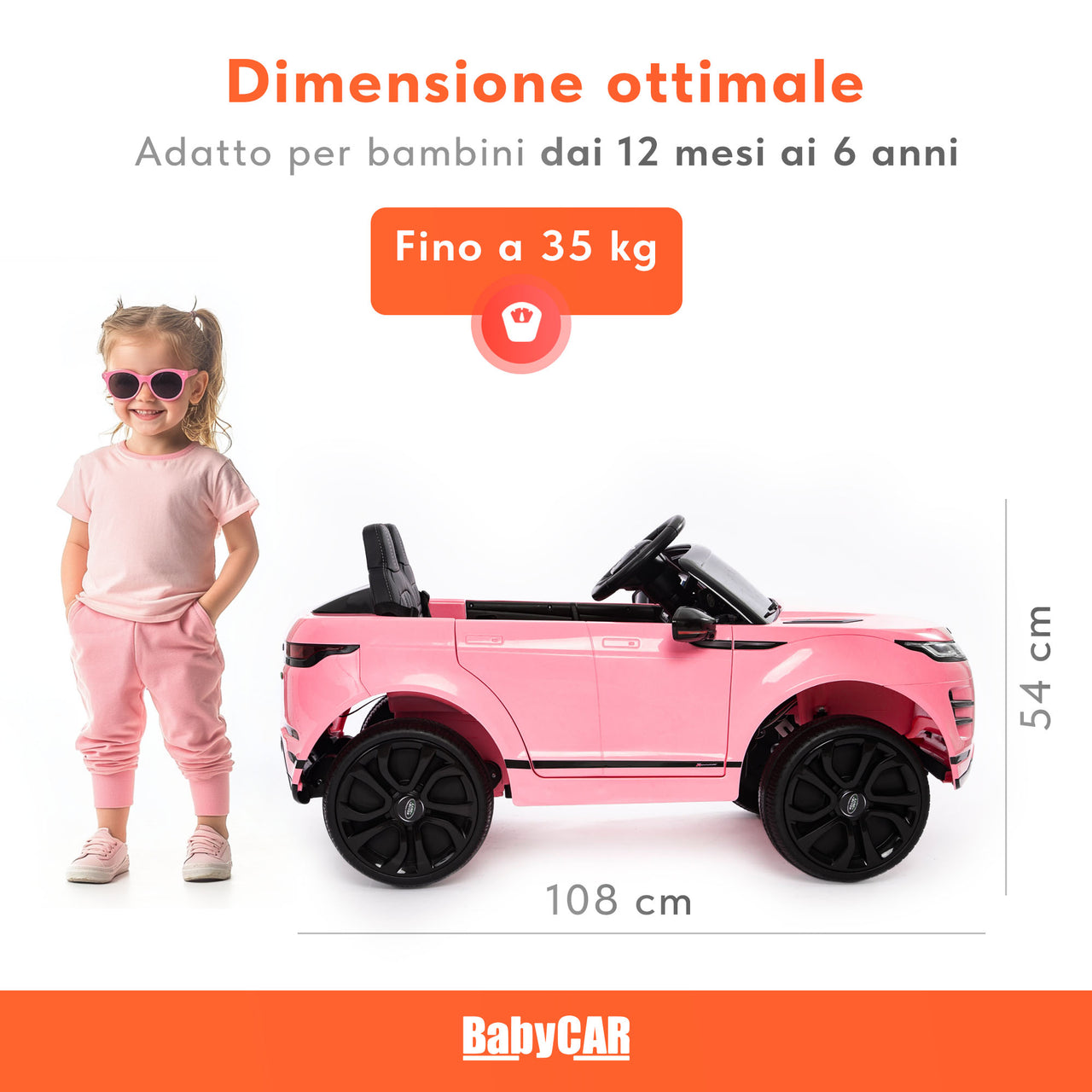 Range Rover Evoque elettrica per bambini MP3 rosa
