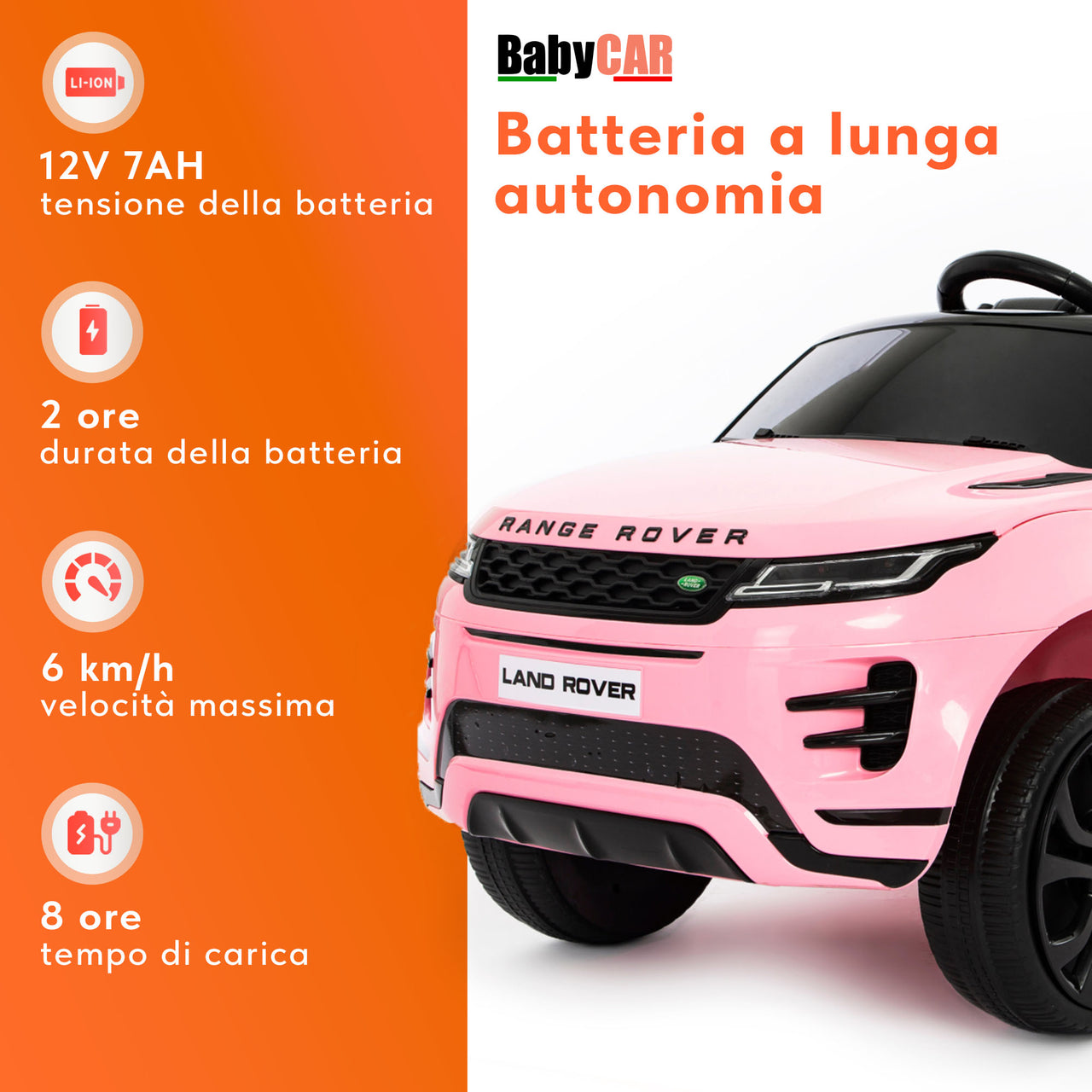 Range Rover Evoque elettrica per bambini MP3 rosa