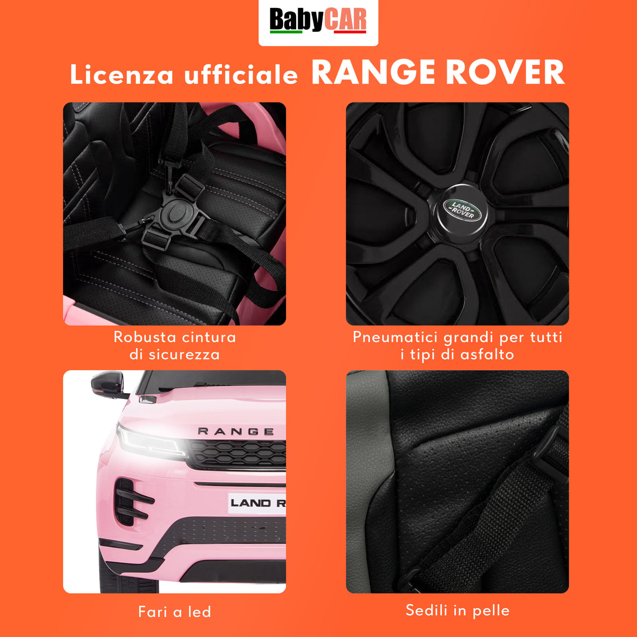 Range Rover Evoque elettrica per bambini MP3 rosa