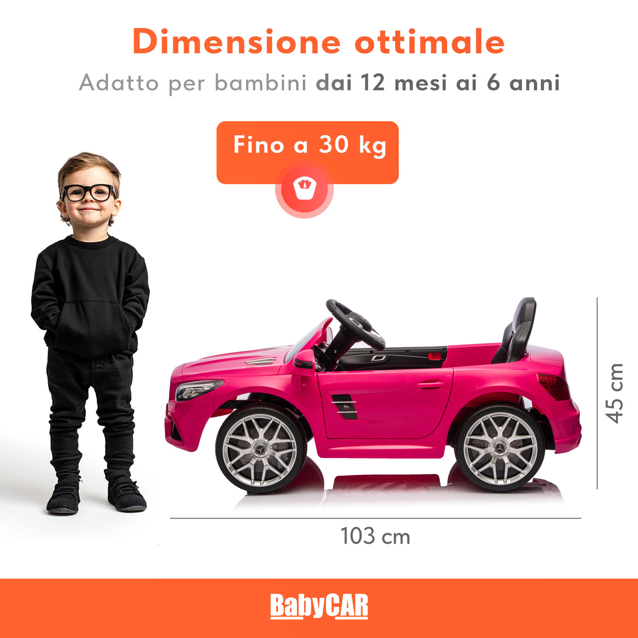 Mercedes SL 500 elettrica per bambini rosa