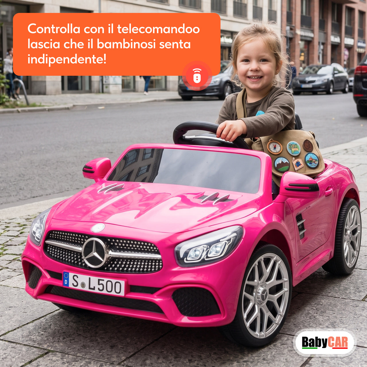 Mercedes SL 500 elettrica per bambini rosa