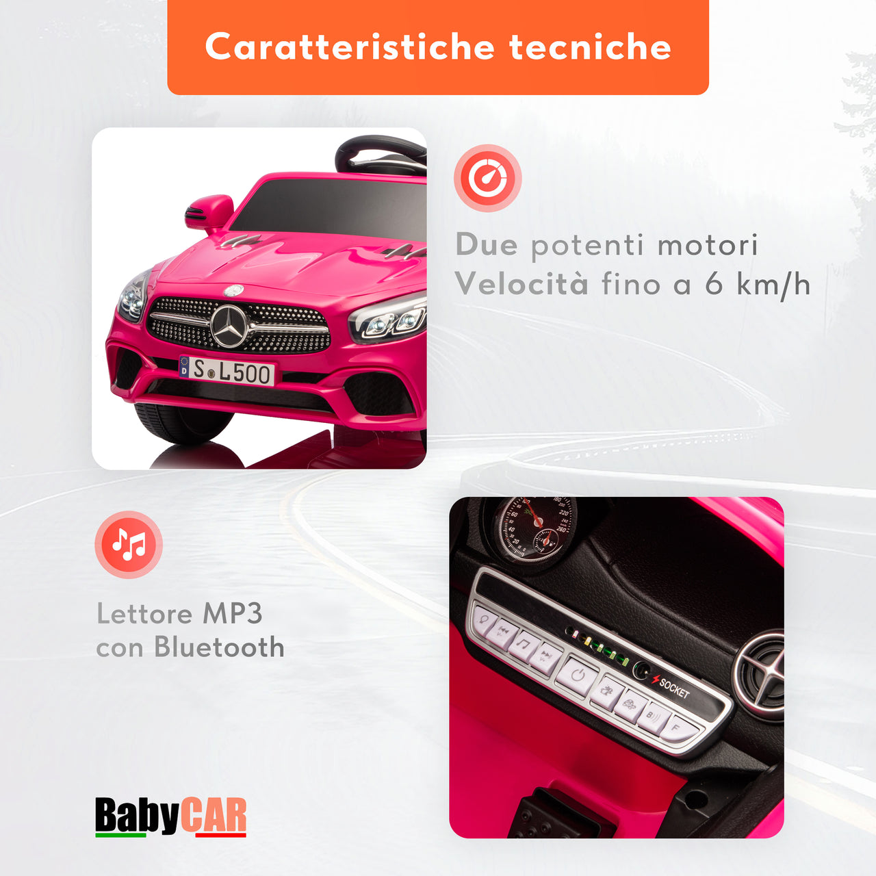 Mercedes SL 500 elettrica per bambini rosa