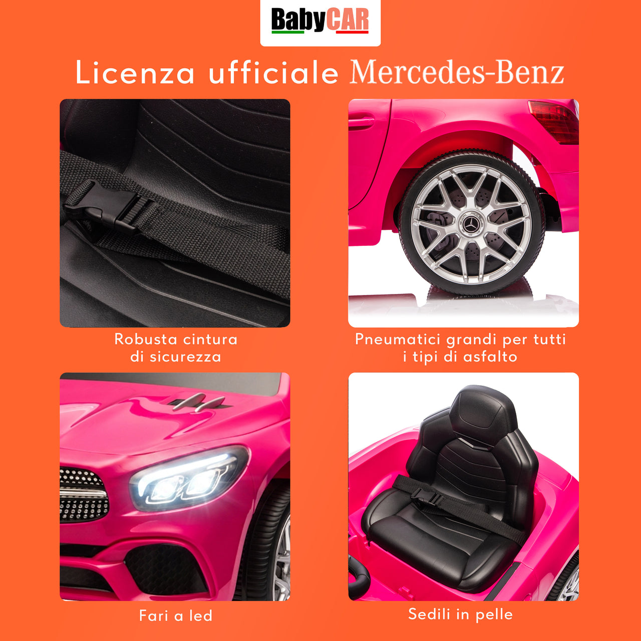 Mercedes SL 500 elettrica per bambini rosa