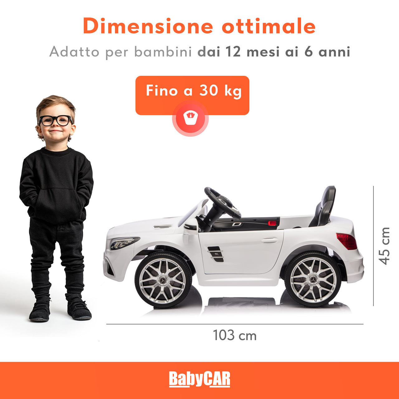 Mercedes SL 500 elettrica per bambini bianca
