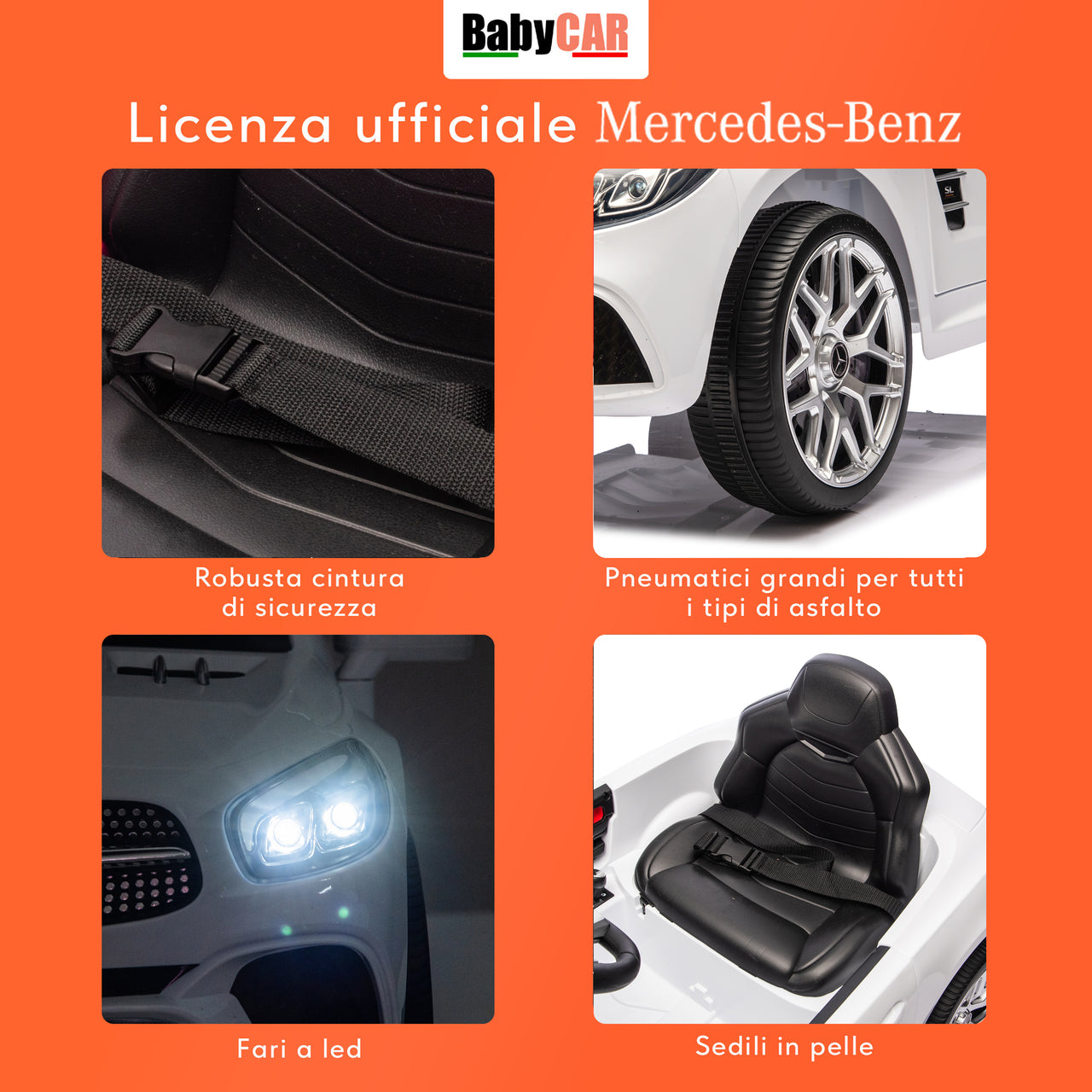 Mercedes SL 500 elettrica per bambini bianca