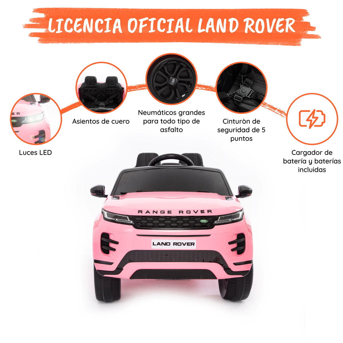 Land Rover Rosa Range Rover Evoque eléctrico para niños | BabyCar
