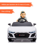 Audi R8 Sport elettrica per bambini con bambino#colore_bianco