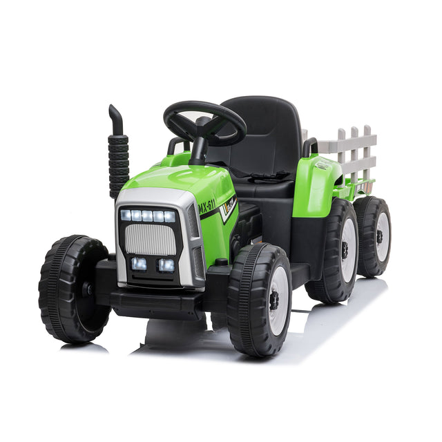 Trattore con rimorchio elettrico per bambini verde
