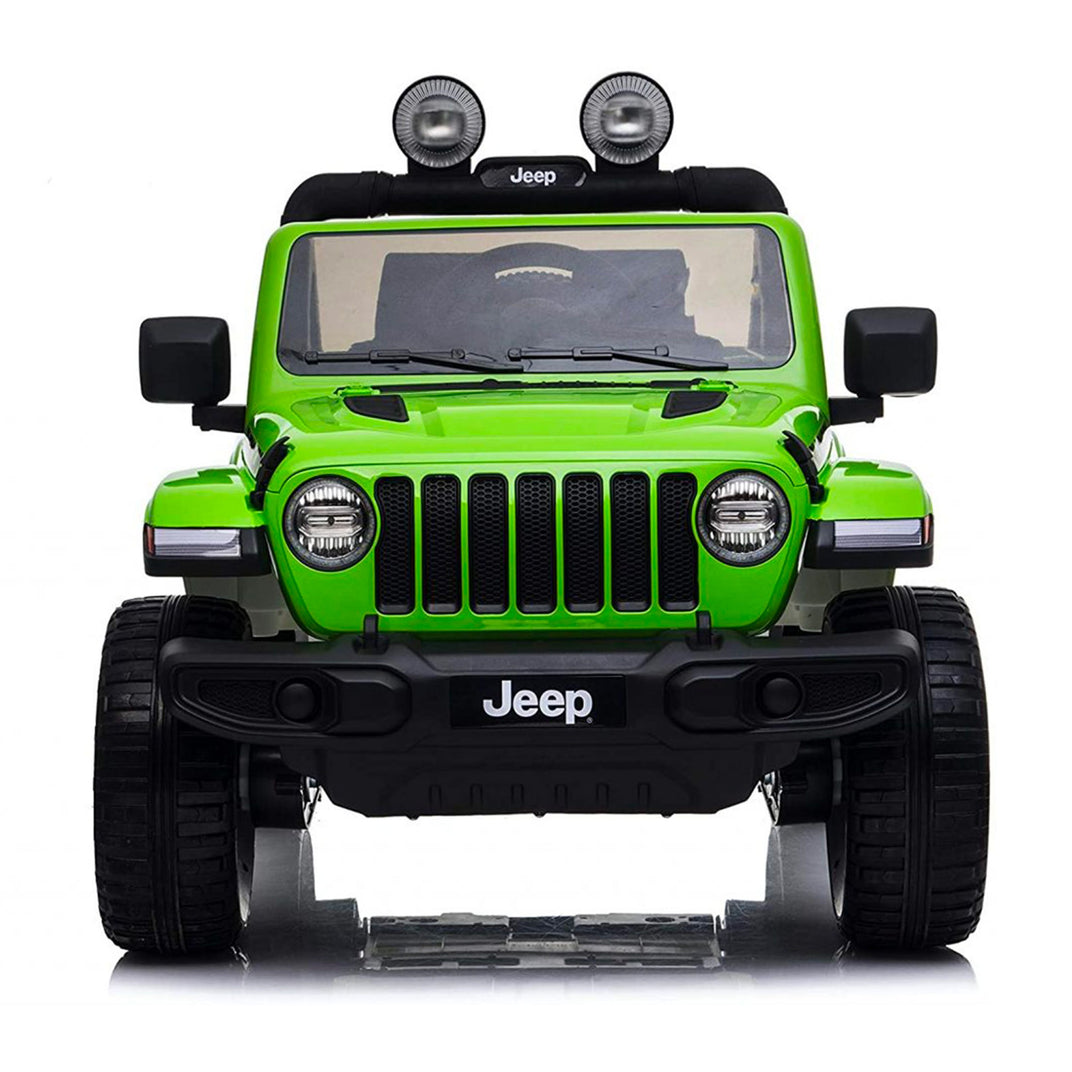 Babycar Jeep ® Wrangler Rubicon 2 Places 12 V avec siège en Cuir pour Enfants (Orange) Voiture Electrique Enfants 2 Places Portes ouvrables avec télécommande 2,4 GHz Soft Start Full Optional