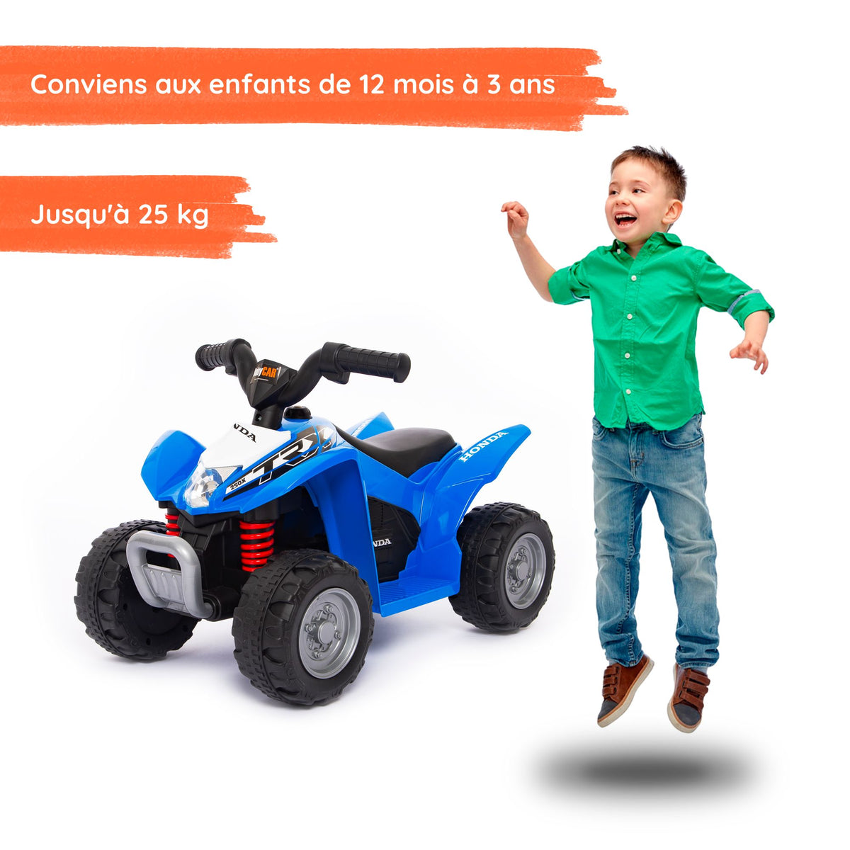 MAMIZO Quad Électrique Enfant 6V Bleu - Voiture 3 Km/h Avec MP3, Trompette, Phares Et USB Pour 3-8 Ans